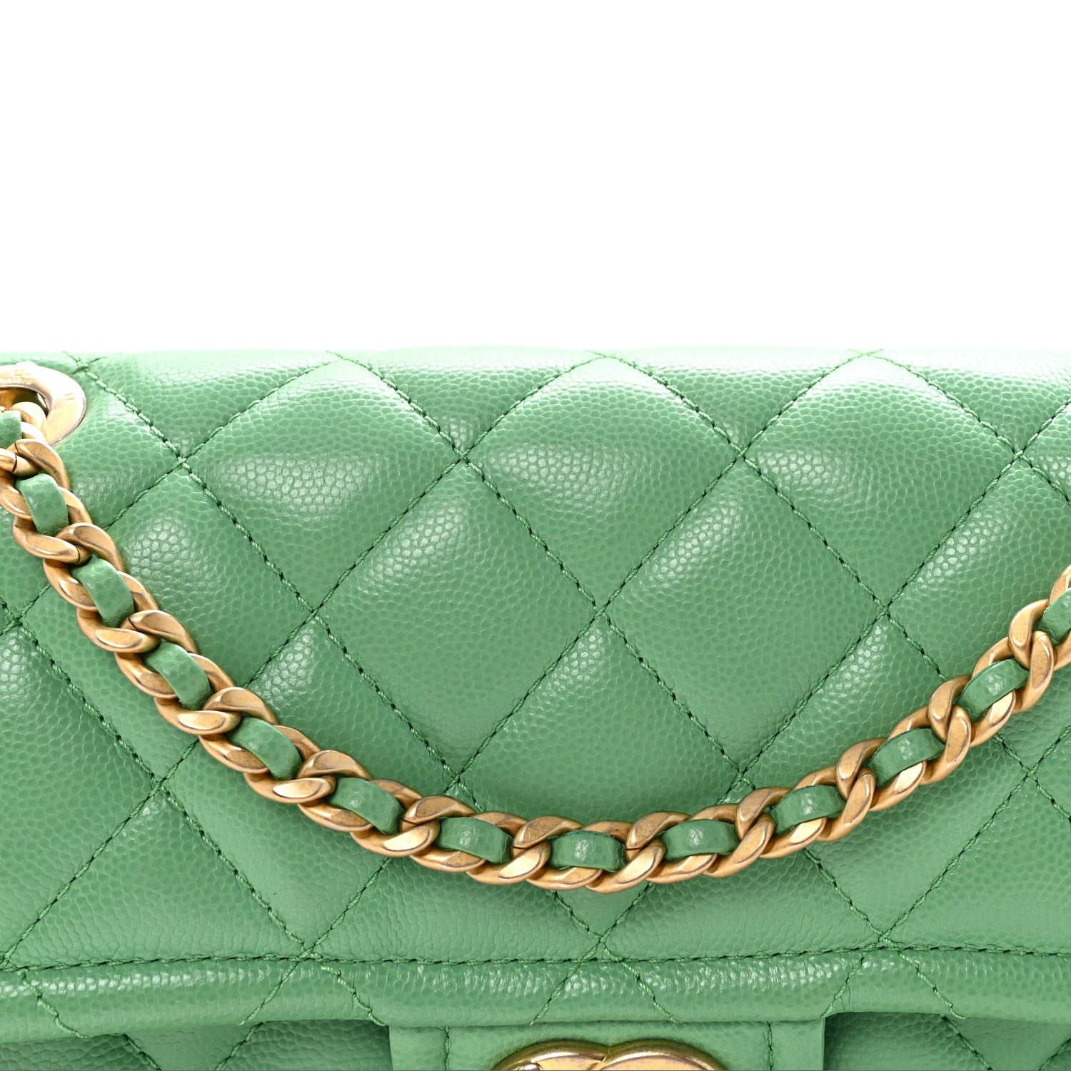 Chanel Caviar Quilted Medium Sweet Classic Flap Green 8 of 10