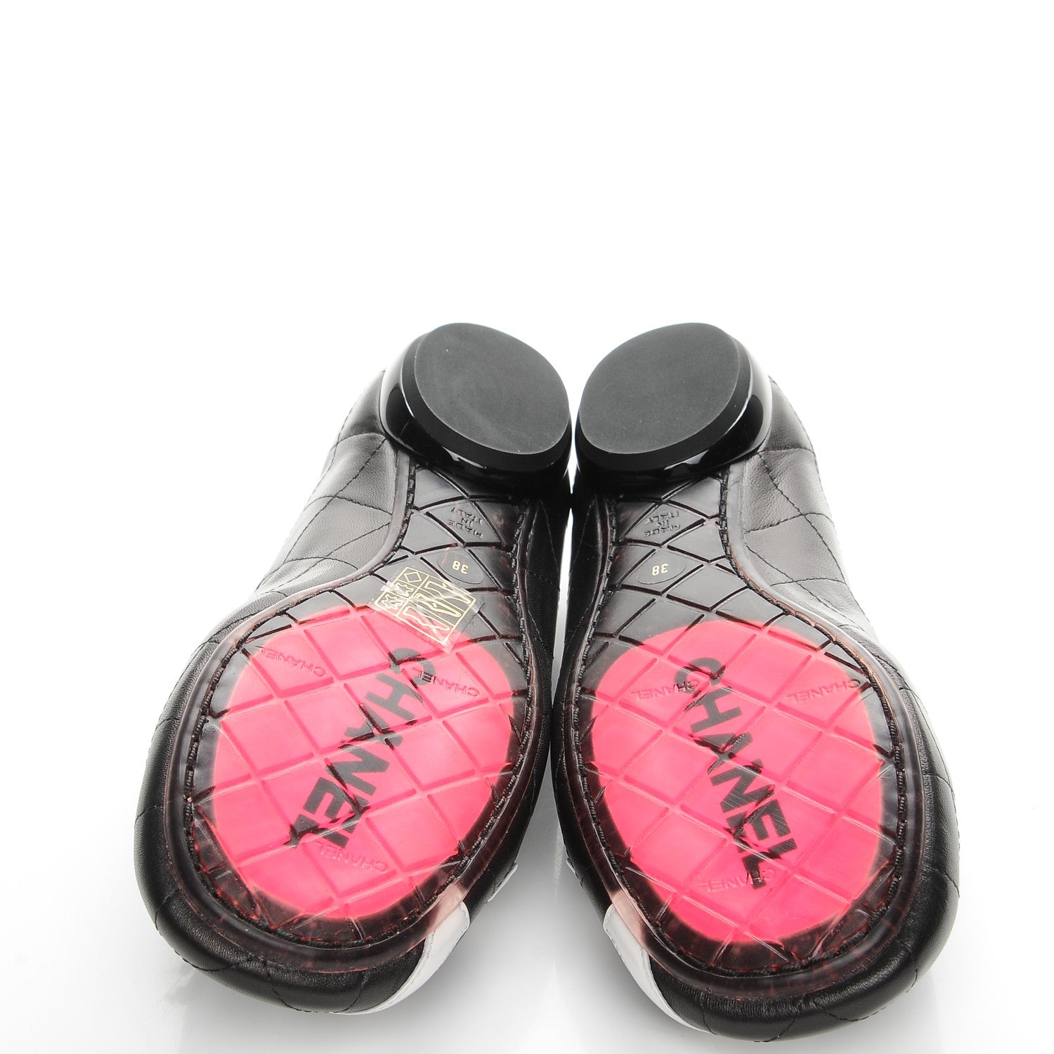 Chanel Lambskin Quilted Cambon Ballerina Flats 38 Black 5 of 9