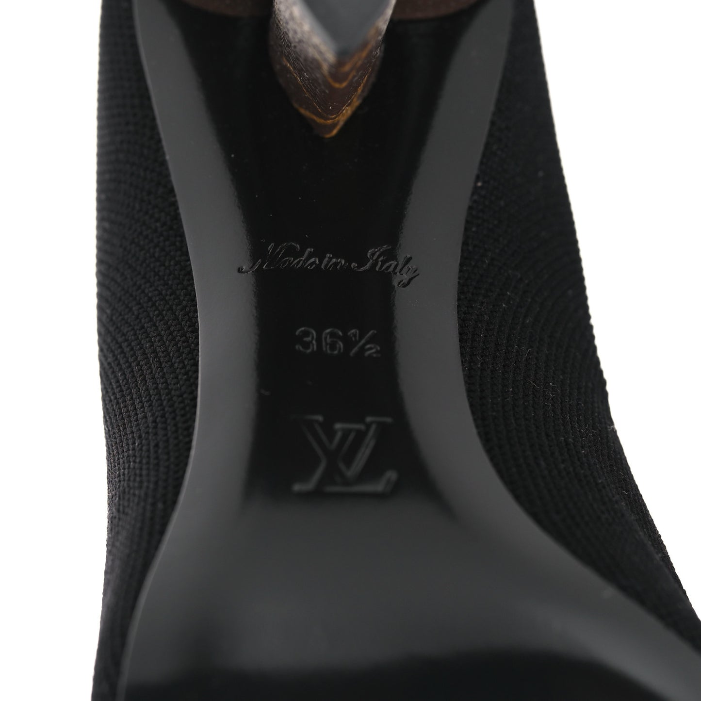 Monogram Stretch Fabric Silhouette Ankle Boots 36.5 Black