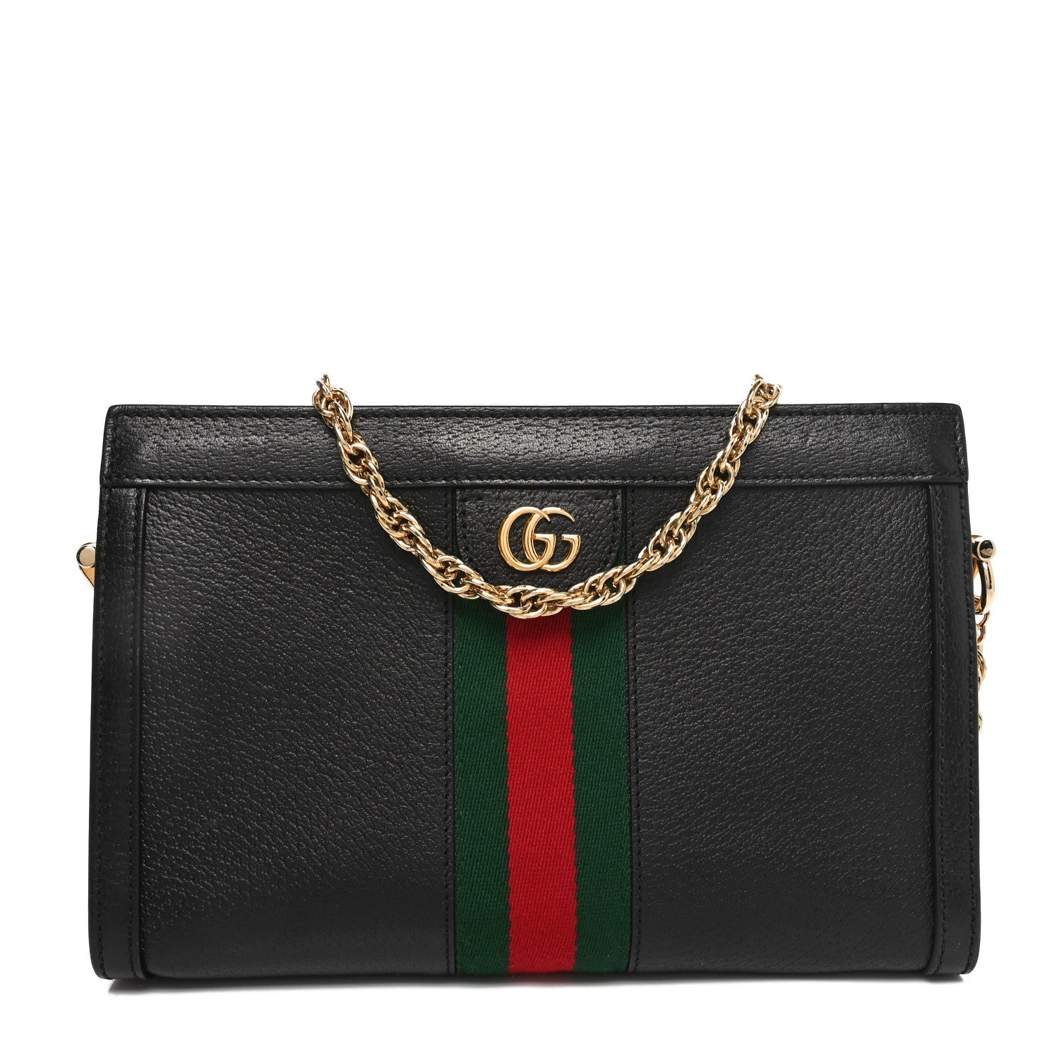 Gucci Calfskin GG Web Small Ophidia Chain Shoulder Bag Black 1 of 10