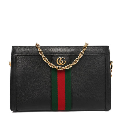 Gucci Calfskin GG Web Small Ophidia Chain Shoulder Bag Black 1 of 10