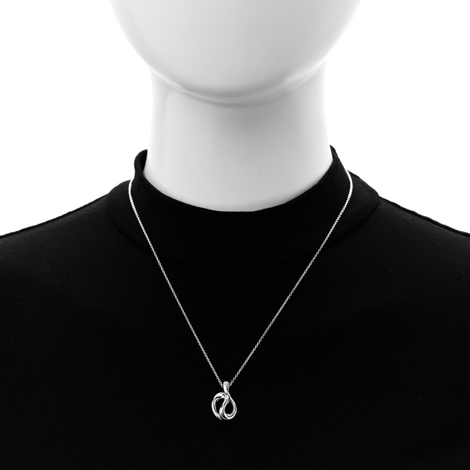Tiffany Sterling Silver Diamond Elsa Peretti Snake Pendant Necklace 2 of 7