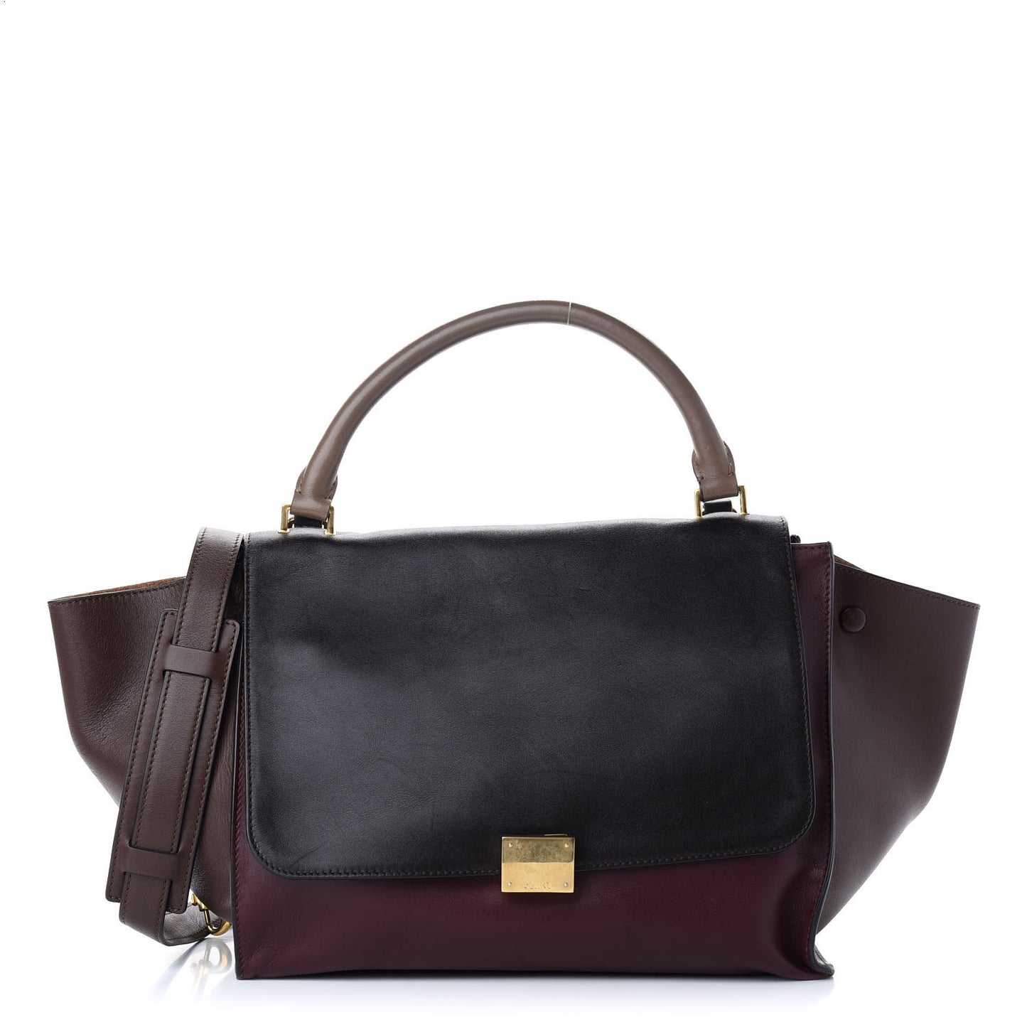 Smooth Calfskin Medium Tri-Color Trapeze Ebony