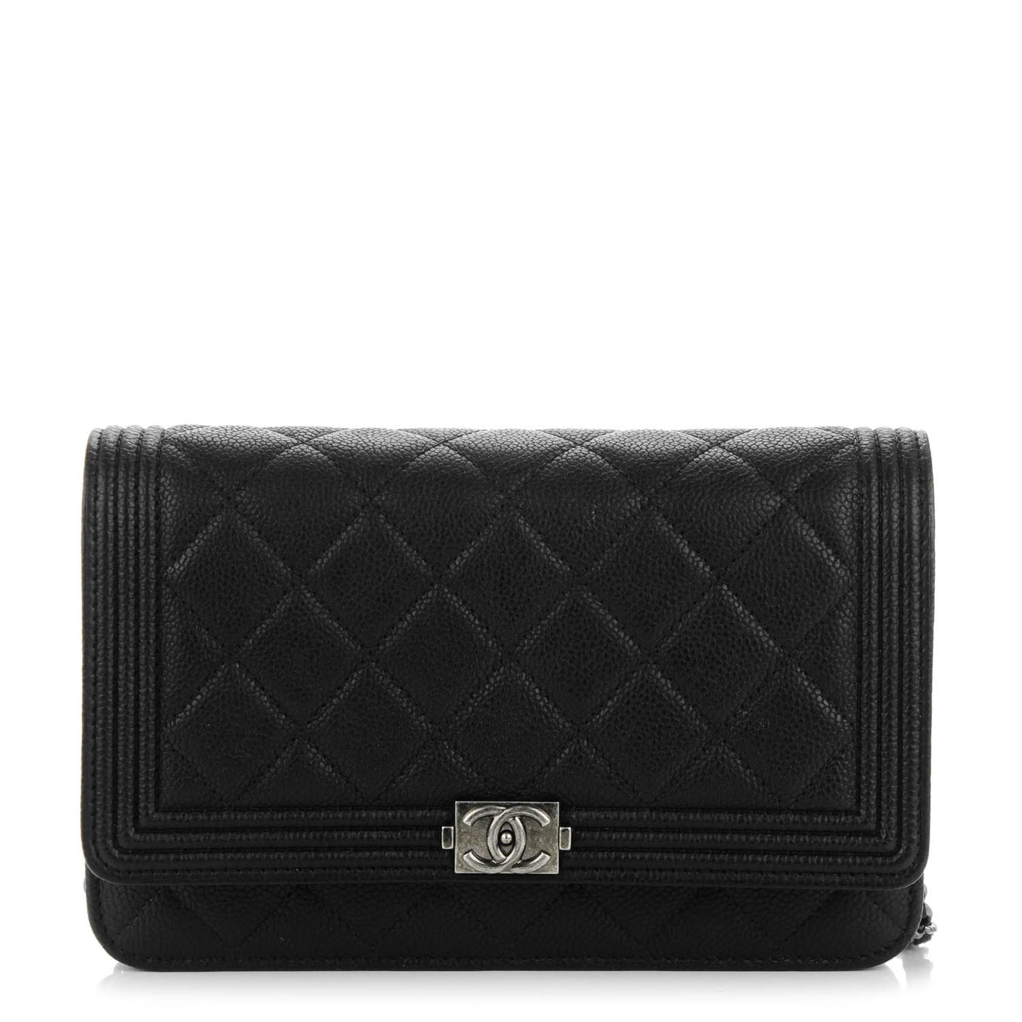 Caviar Quilted Boy Wallet On Chain WOC Black