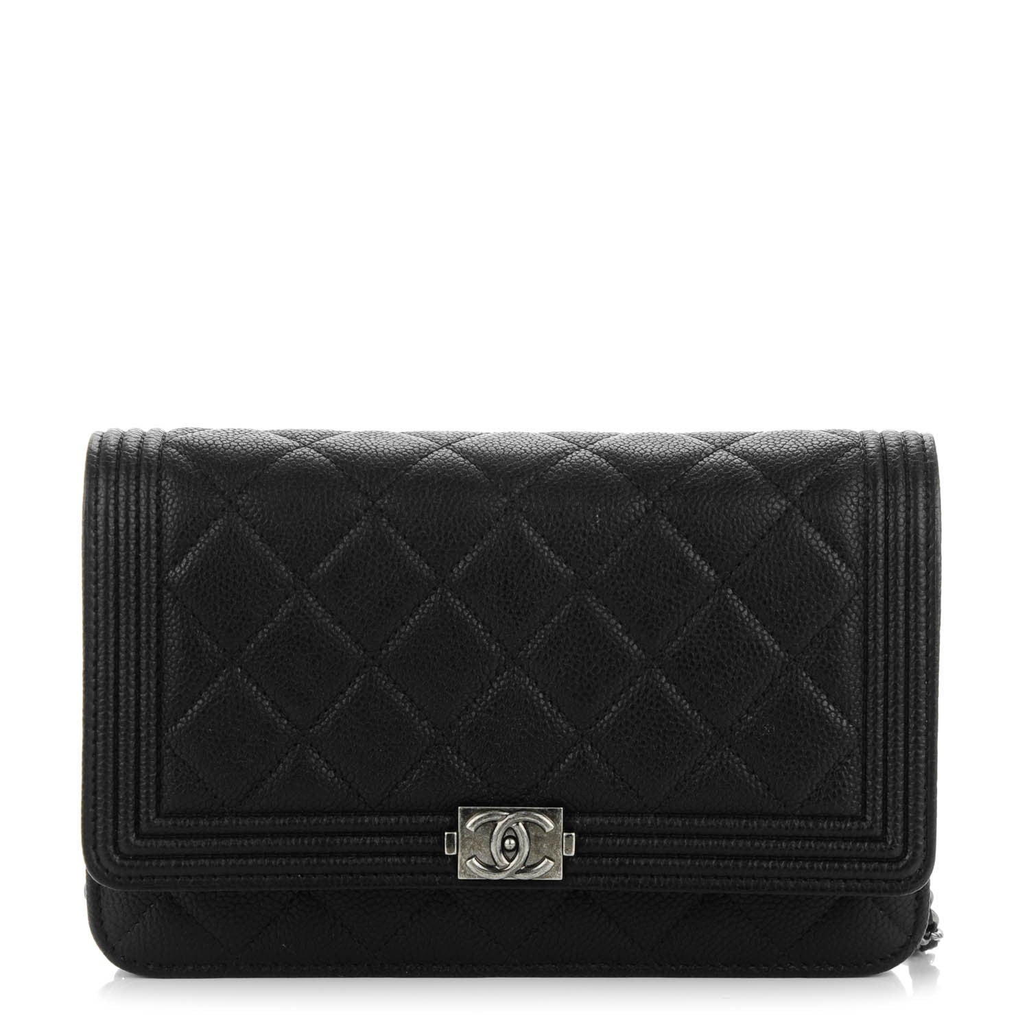 Chanel Caviar Quilted Boy Wallet On Chain WOC Black 1 of 8