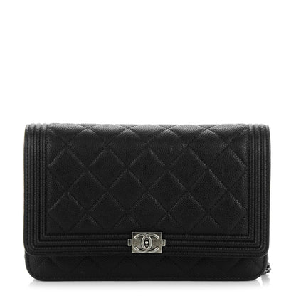 Chanel Caviar Quilted Boy Wallet On Chain WOC Black 1 of 8