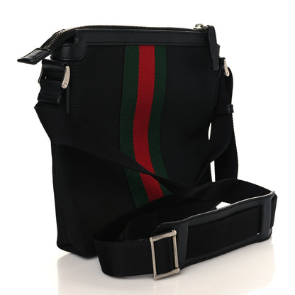Gucci Techno Canvas Selleria Calfskin Web Small Flat Messenger Bag Black 2 of 8