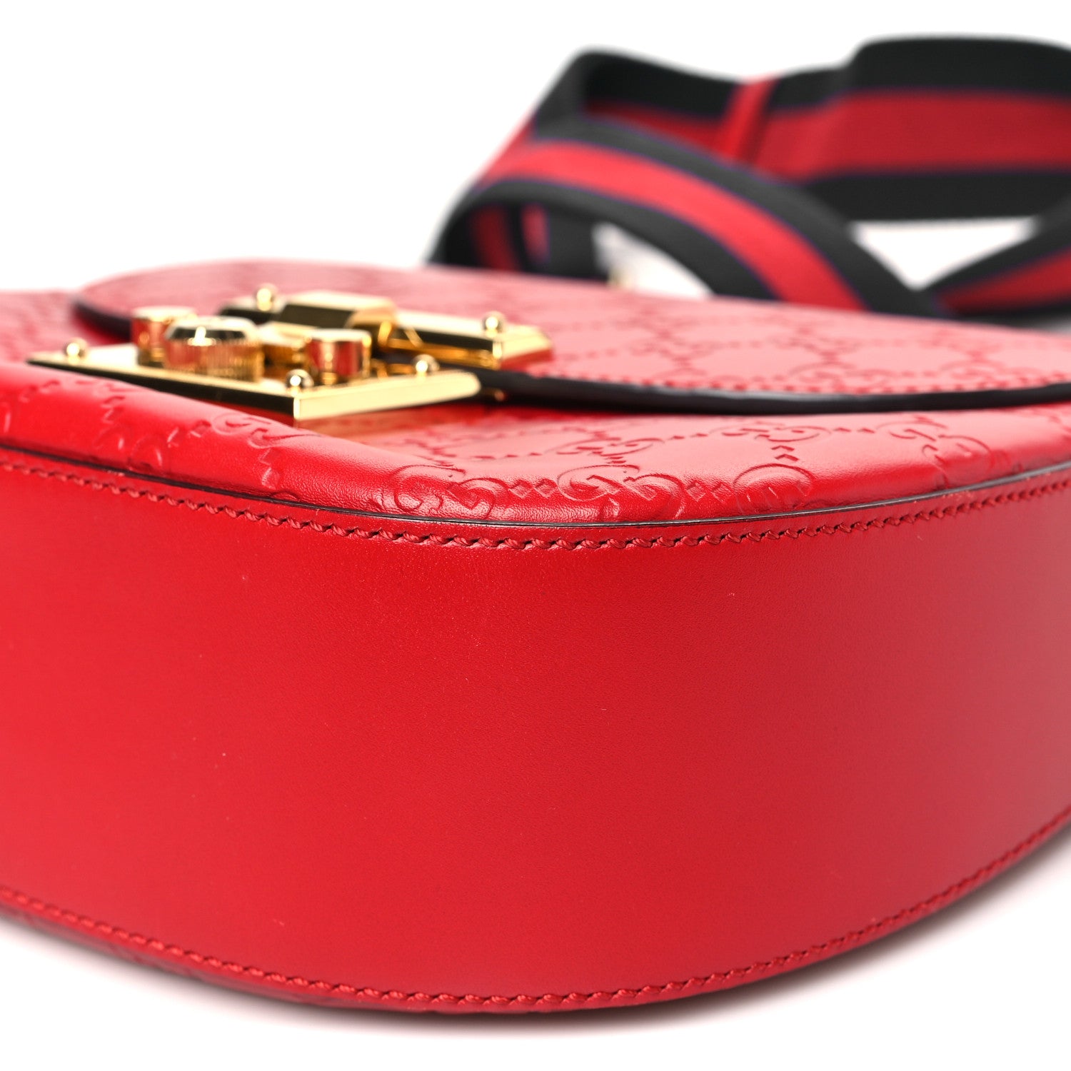 Gucci Guccissima Web Medium Padlock Messenger Shoulder Bag Hibiscus Red 10 of 10