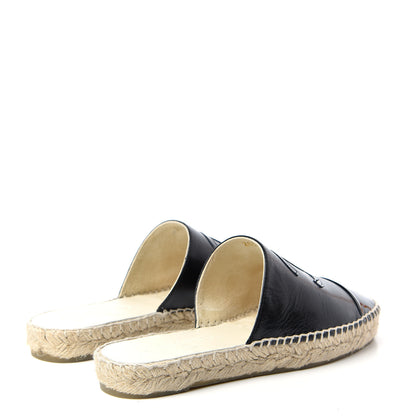 Chanel Iridescent Goatskin Patent CC Espadrille Mules 36 Black 4 of 11