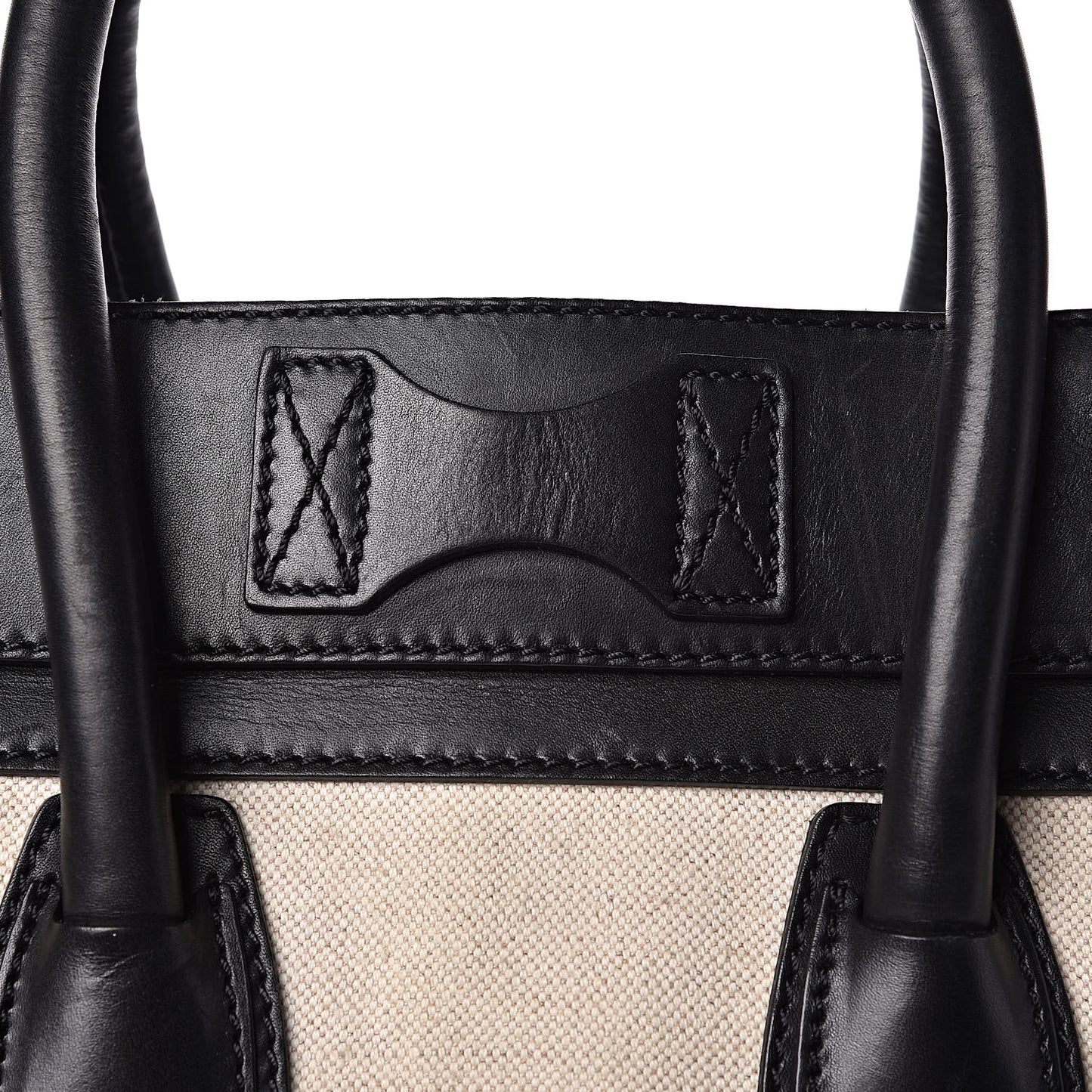 Smooth Calfskin Linen Mini Bi-Color Luggage Natural Black