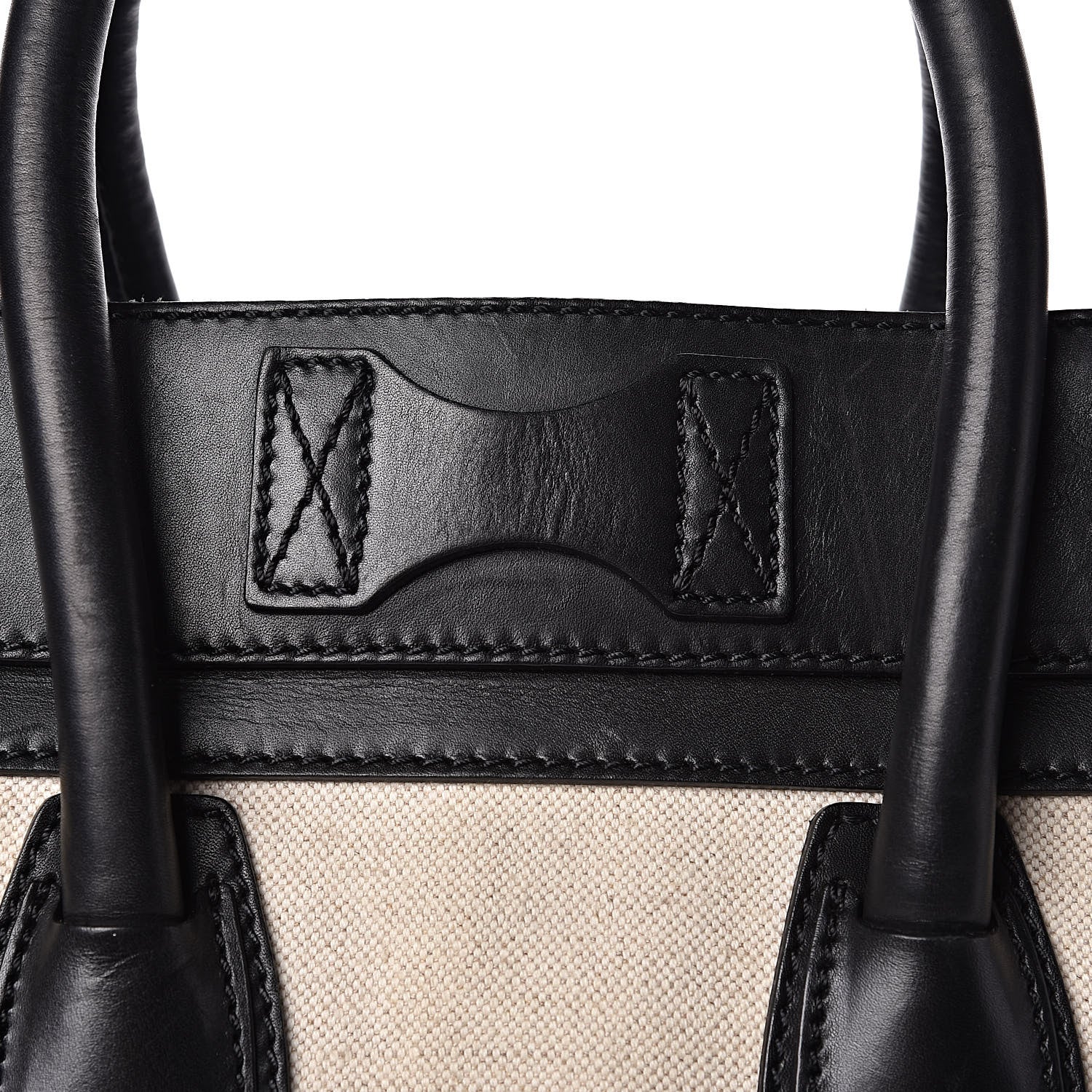 Celine Smooth Calfskin Linen Mini Bi-Color Luggage Natural Black 18 of 21