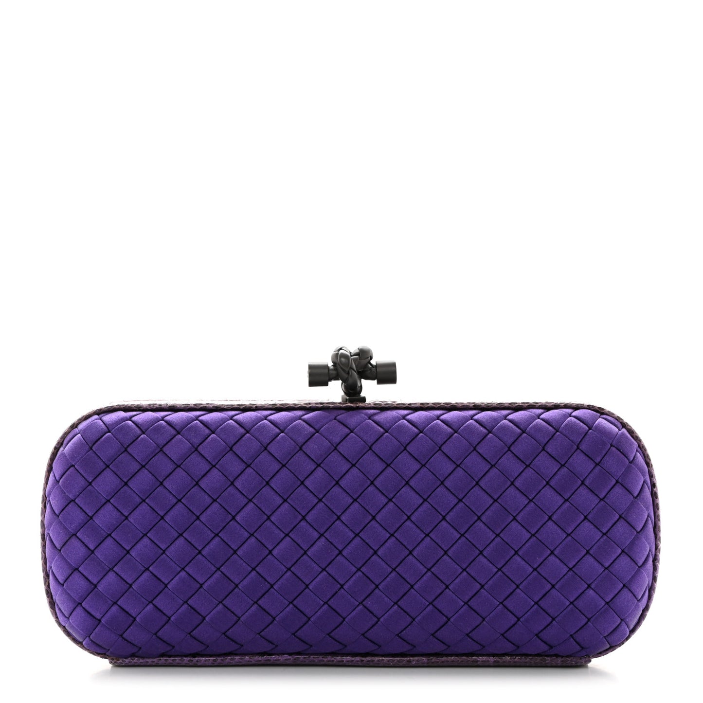Satin Intreccio Impero Ayers Stretch Knot Clutch Purple