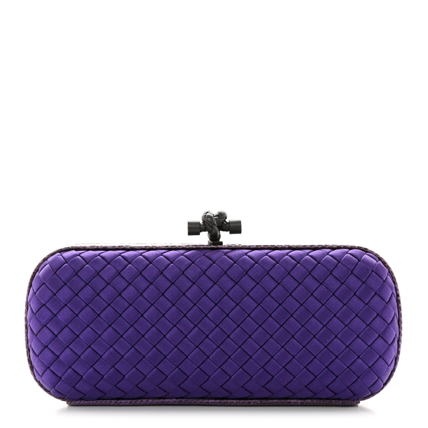 Bottega Veneta Satin Intreccio Impero Ayers Stretch Knot Clutch Purple 1 of 6