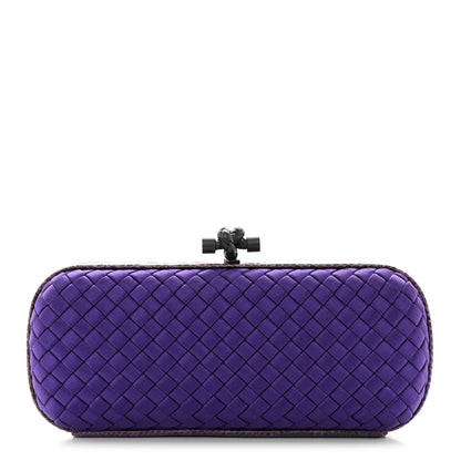 Bottega Veneta Satin Intreccio Impero Ayers Stretch Knot Clutch Purple 1 of 6