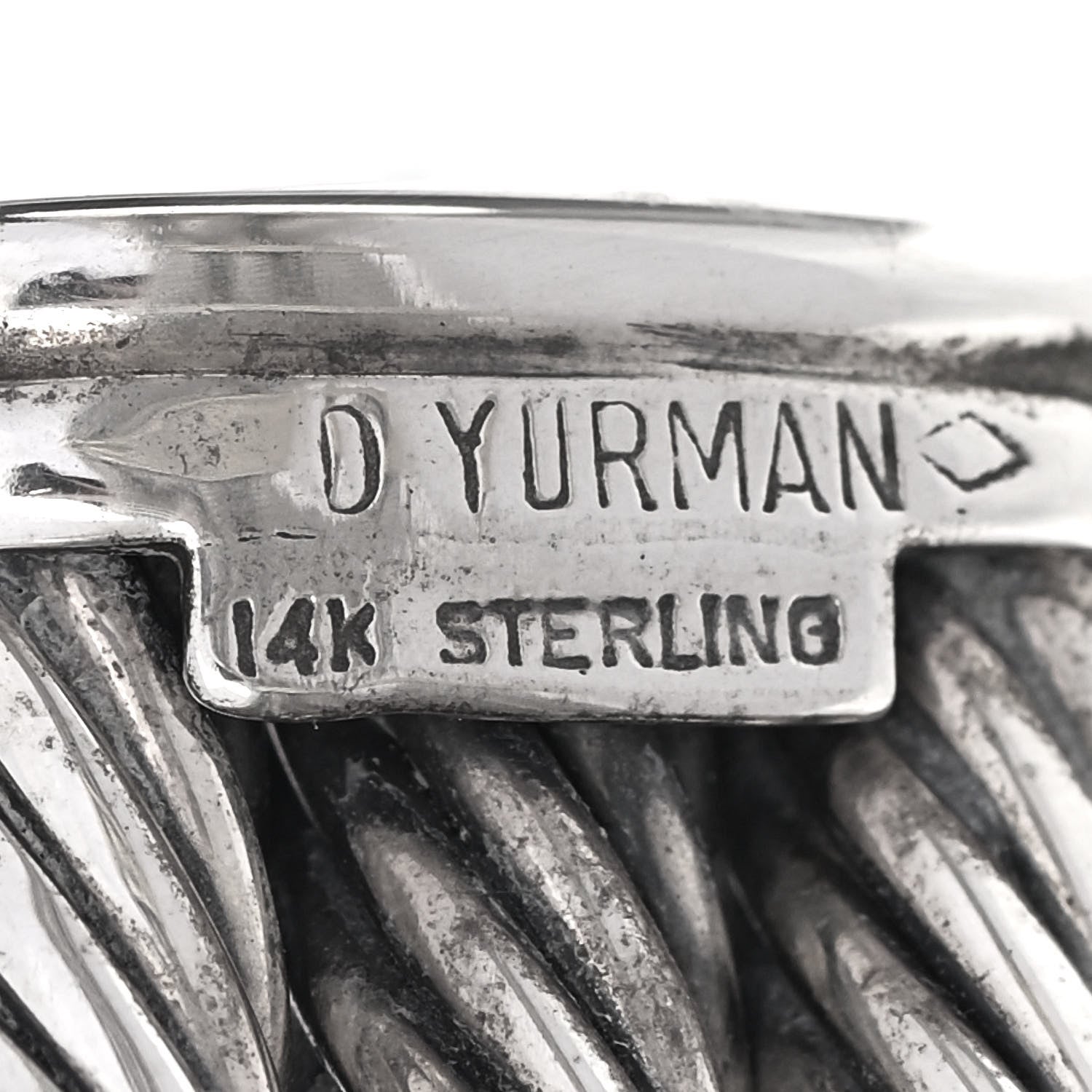 David Yurman Sterling Silver 14K Yellow Gold 3-Row Station Cable Bracelet 4 of 4