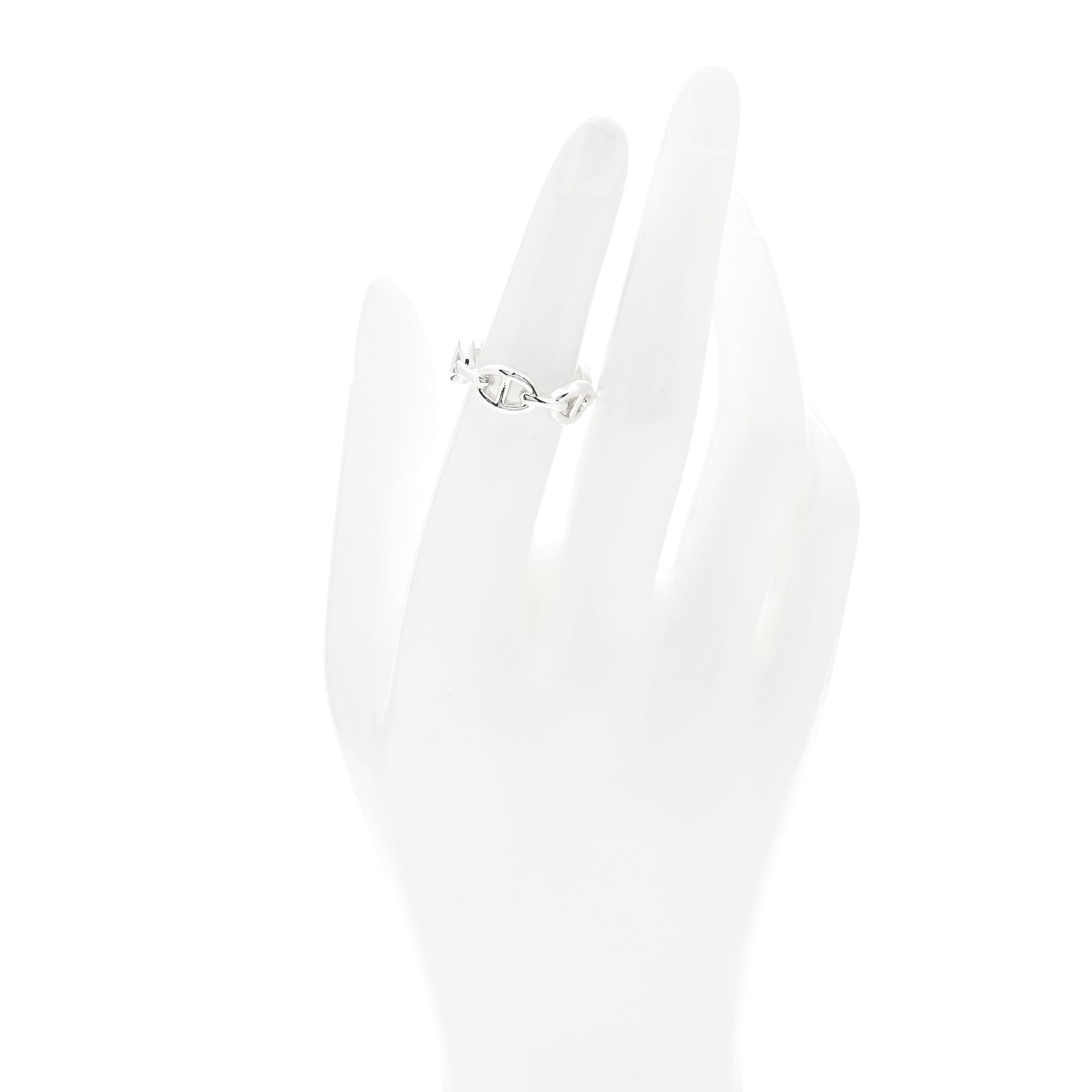 Hermes Sterling Silver PM Chaine d'Ancre Enchainee Band Ring 54 6.75 2 of 8