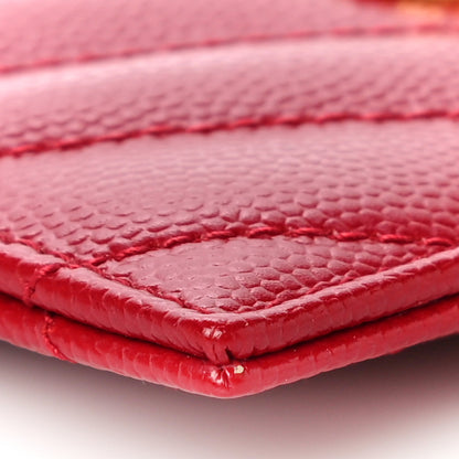 Saint Laurent Grain De Poudre Matelasse Chevron Monogram Credit Card Case Rouge Eros 9 of 11