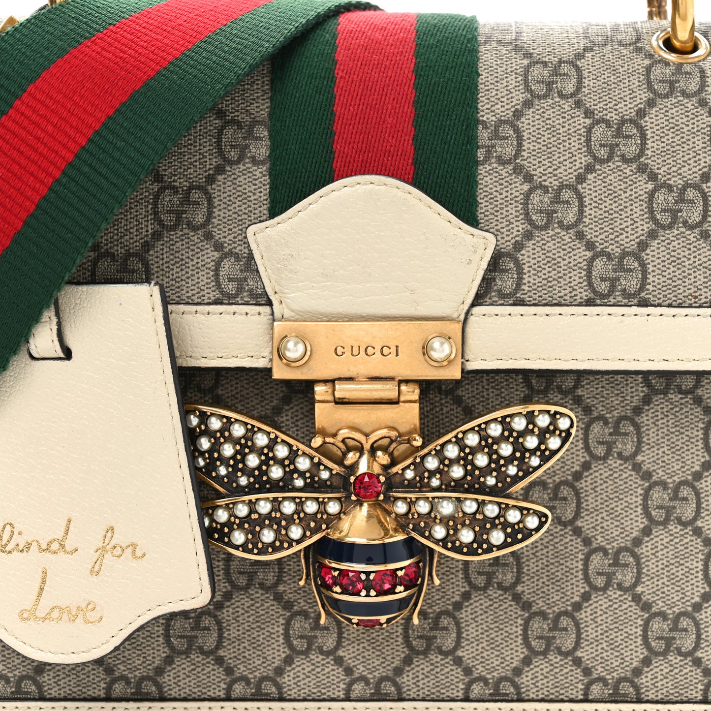 GG Supreme Monogram Small Queen Margaret Top Handle Bag White