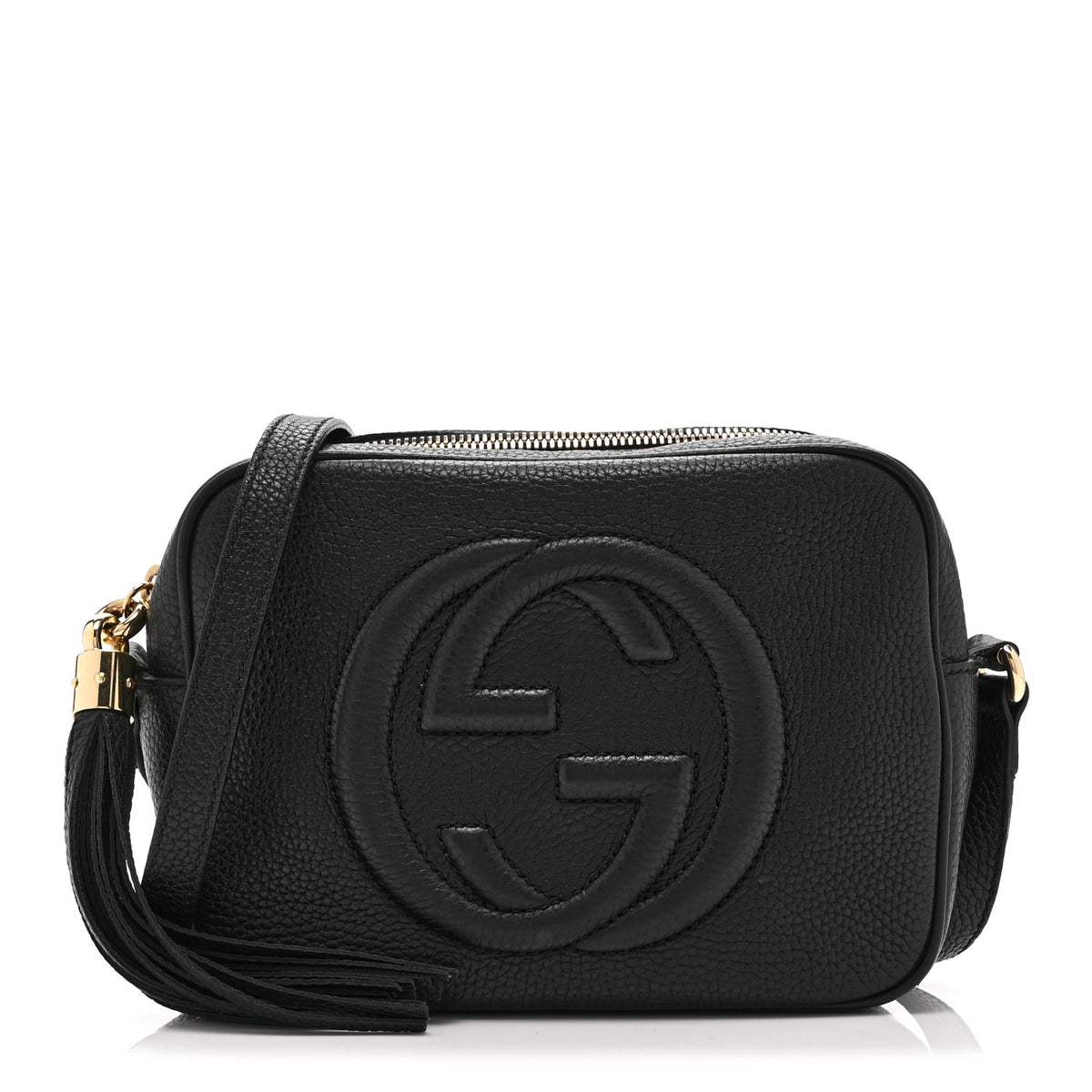 Pebbled Calfskin Small Soho Disco Bag Black