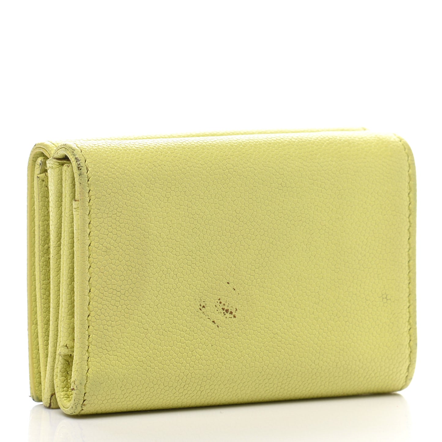 Caviar Tri-Fold Wallet Light Pink Light Green