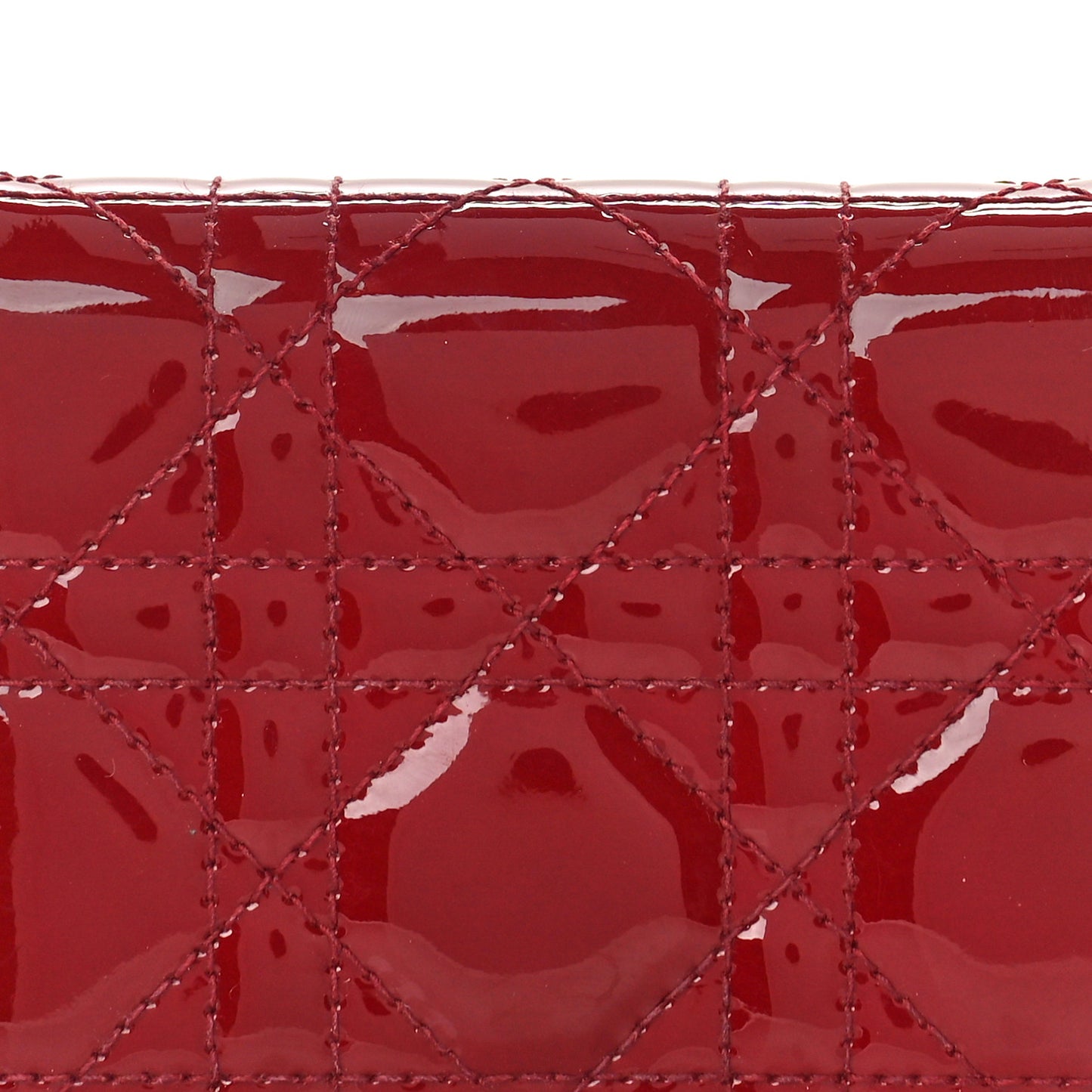 Patent Cannage Mini Lady Dior Wallet Cherry Red