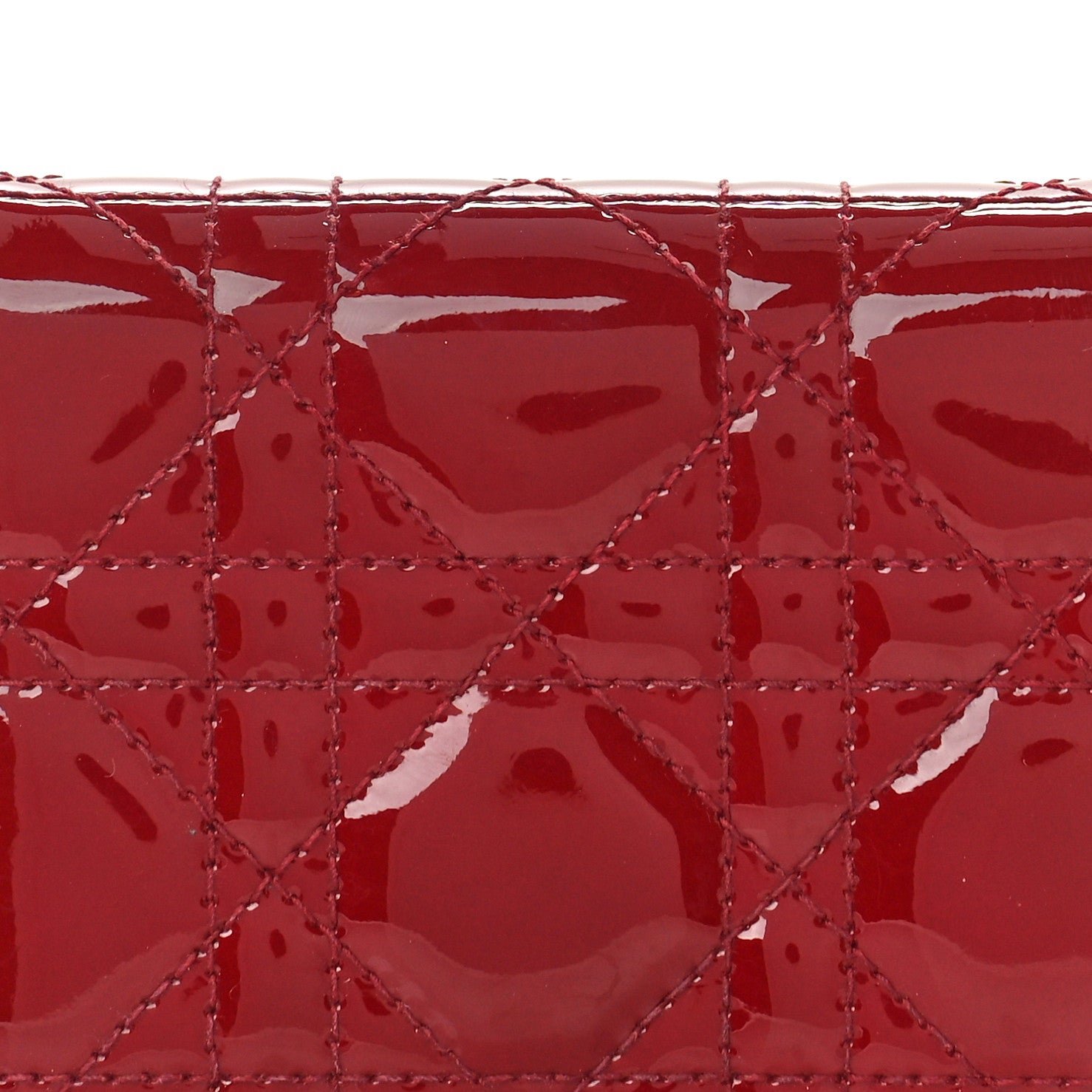 Christian Dior Patent Cannage Mini Lady Dior Wallet Cherry Red 7 of 8