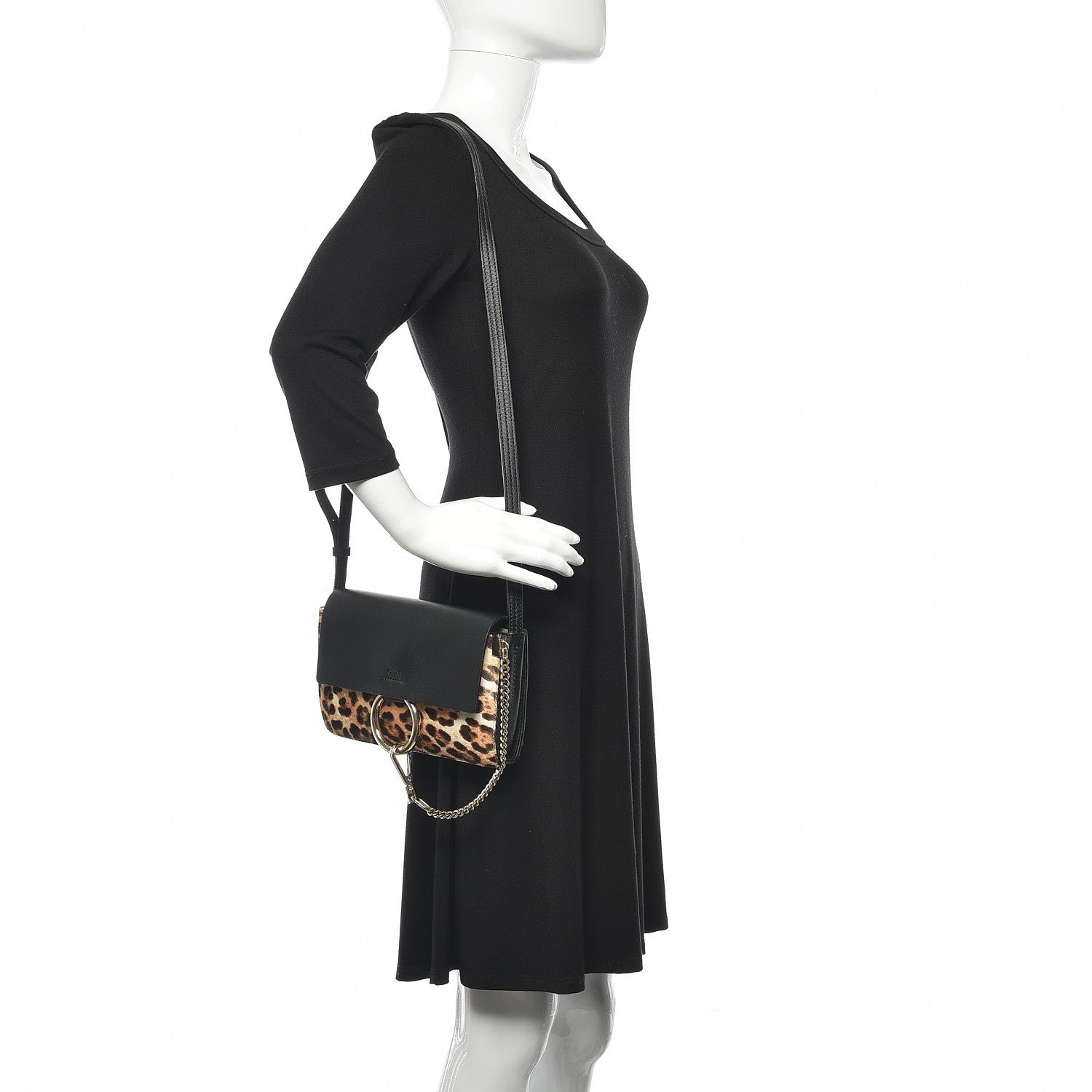 Chloe Calfskin Pony Hair Leopard Print Small Faye Shoulder Bag Abstract White 2 of 10
