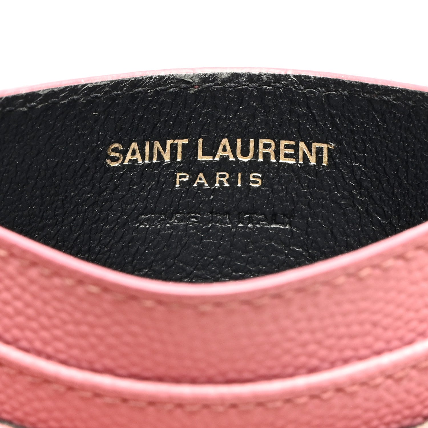 Saint Laurent Grain De Poudre Matelasse Chevron Monogram Credit Card Case Dark Rose 6 of 12