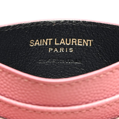 Saint Laurent Grain De Poudre Matelasse Chevron Monogram Credit Card Case Dark Rose 6 of 12