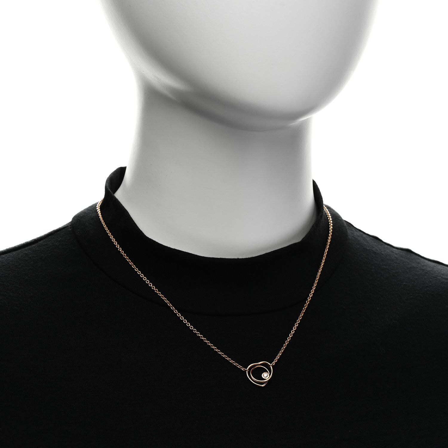 Hermes 18K Rose Gold Diamond TPM Vertige Coeur Necklace ST 2 of 5