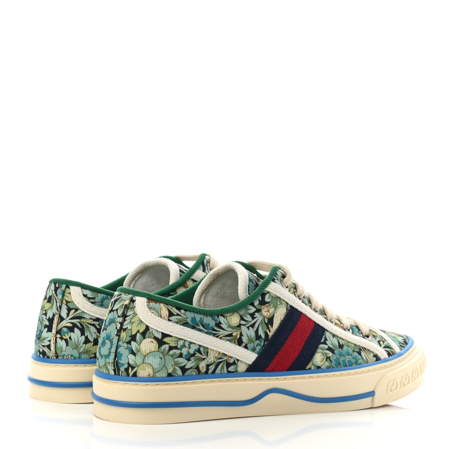 Gucci X LIBERTY OF LONDON Canvas Web Floral Print Womens 1977 Tennis Sneakers 36.5 Carta Acquamarine Navy Mystic White 4 of 8