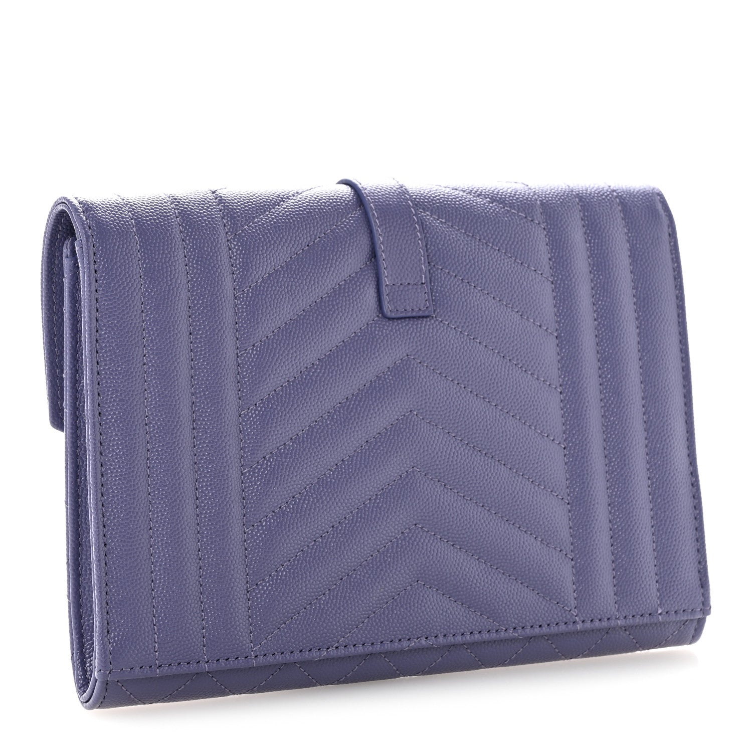 Saint Laurent Grain De Poudre Textured Mixed Matelasse Triquilt Monogram Clutch Dark Wisteria 3 of 12