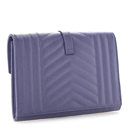 Saint Laurent Grain De Poudre Textured Mixed Matelasse Triquilt Monogram Clutch Dark Wisteria 3 of 12