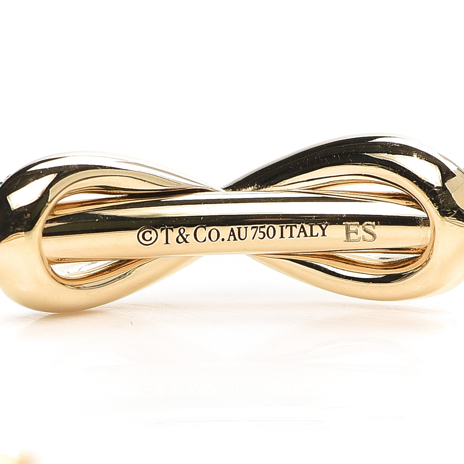 Tiffany 18K Yellow Gold Diamond Infinity Cuff Bracelet 4 of 5