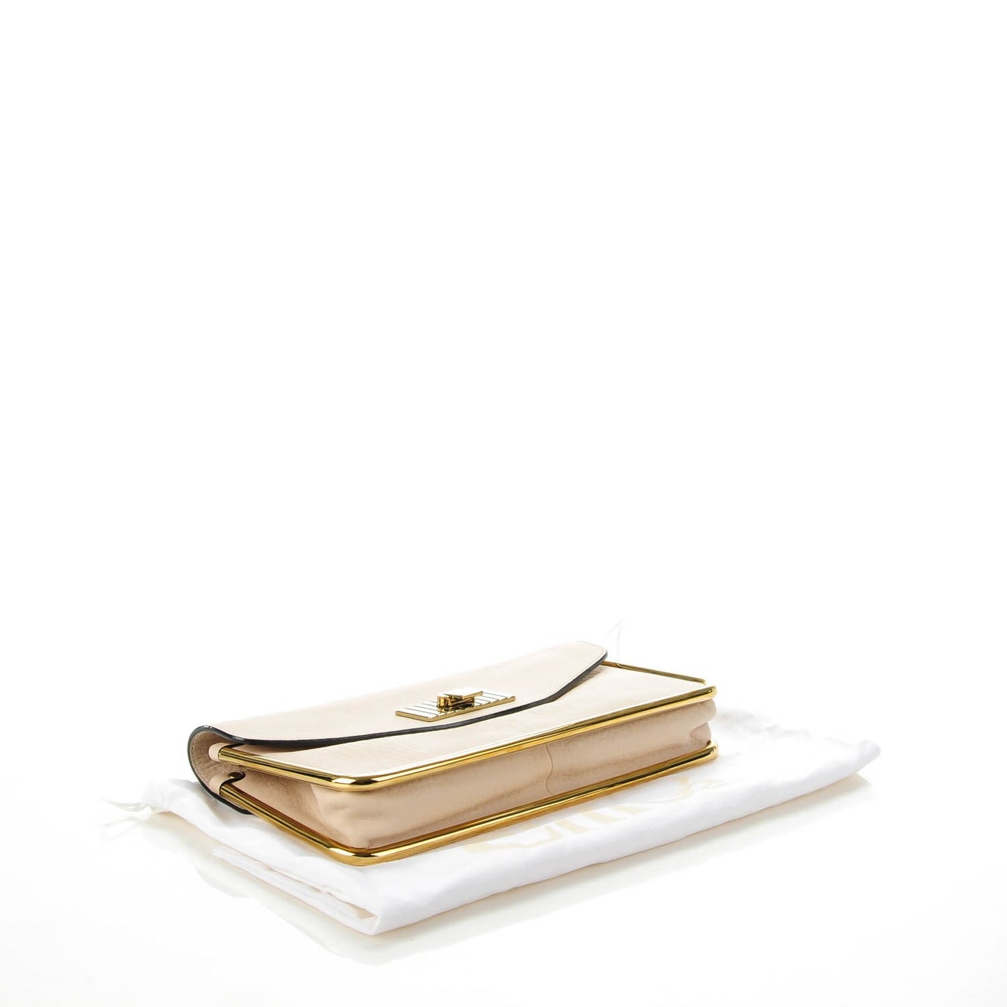 Grained Calfskin Sally Clutch Beige