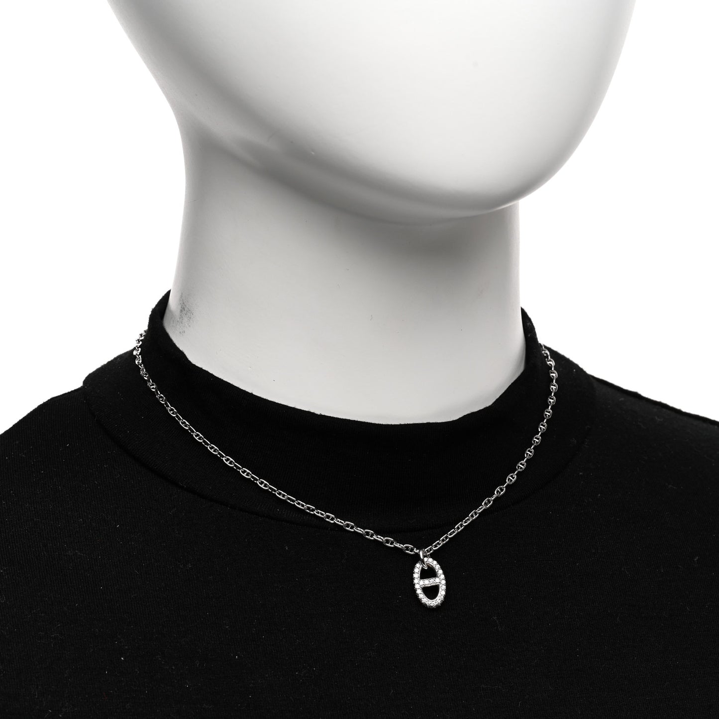 18K White Gold Diamond New Farandole Pendant Necklace ST