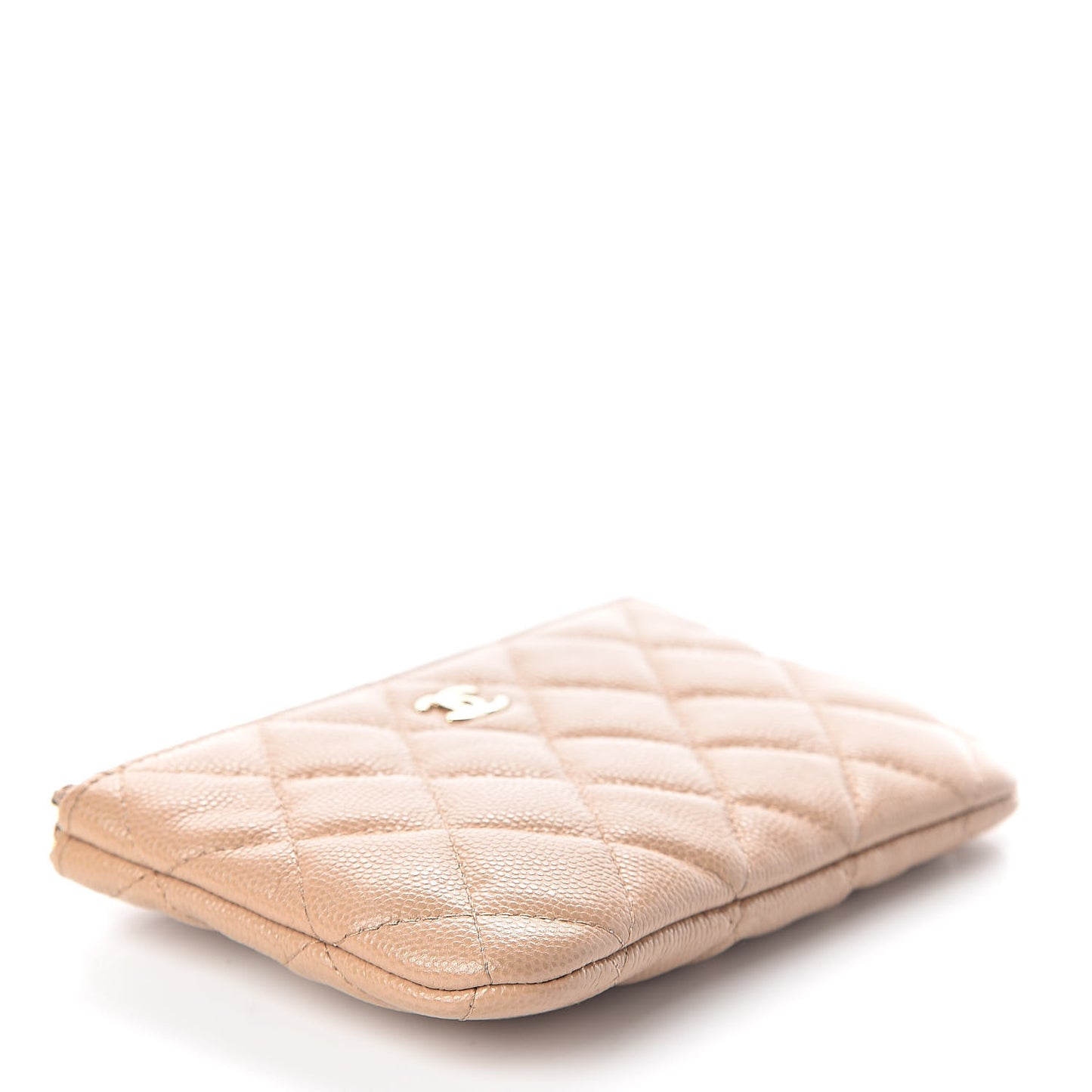 Caviar Quilted Small Cosmetic Case Beige