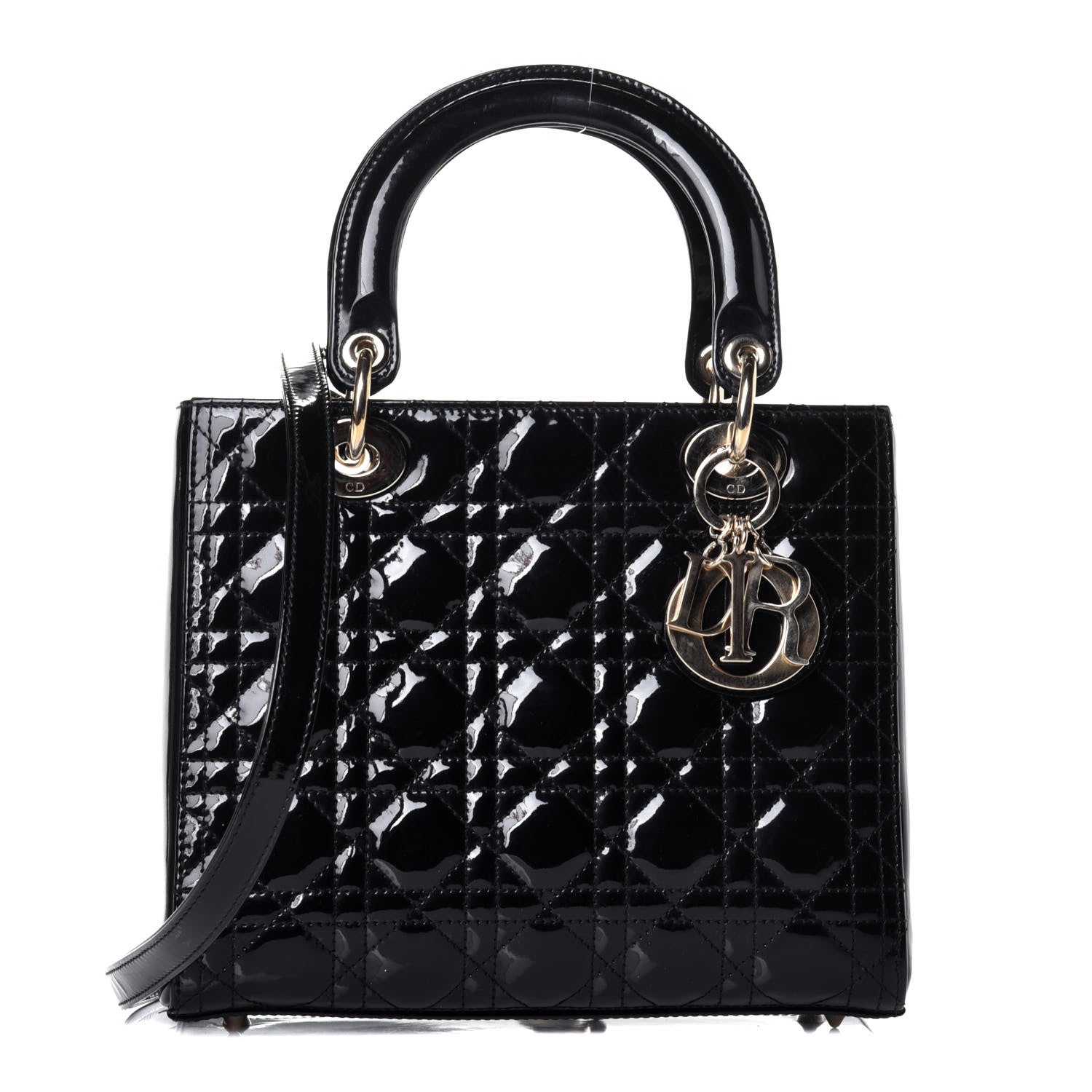 Christian Dior Patent Cannage Medium Lady Dior Black 1 of 9