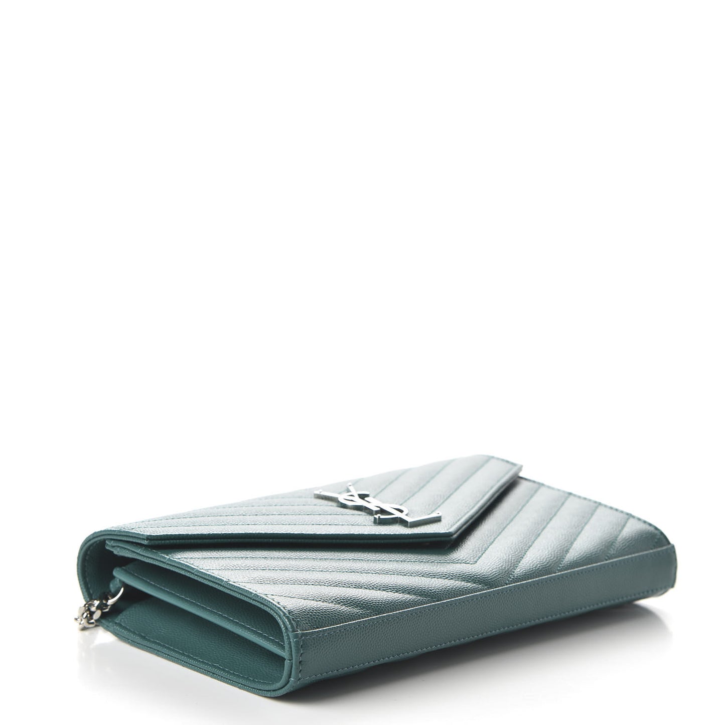 Grain De Poudre Matelasse Chevron Monogram Chain Wallet Malachite