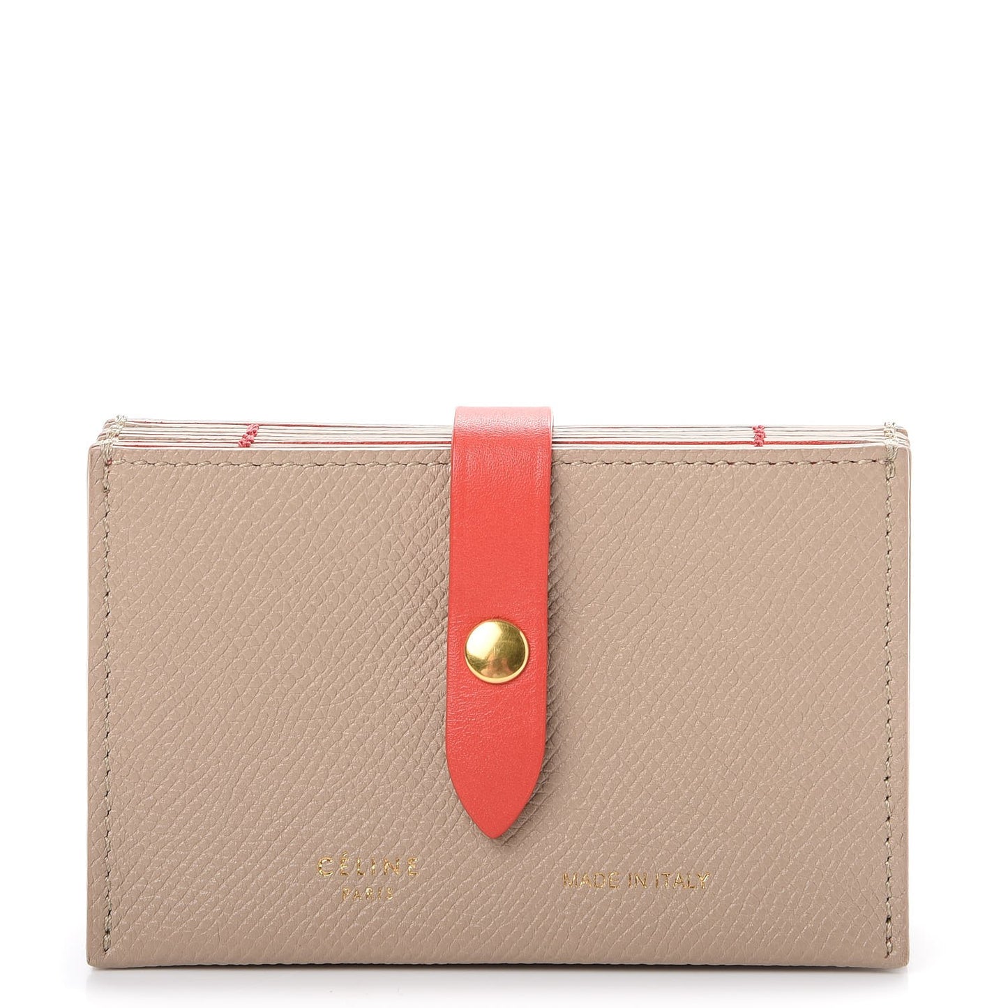 Grained Shiny Calfskin Accordion Card Holder Light Taupe