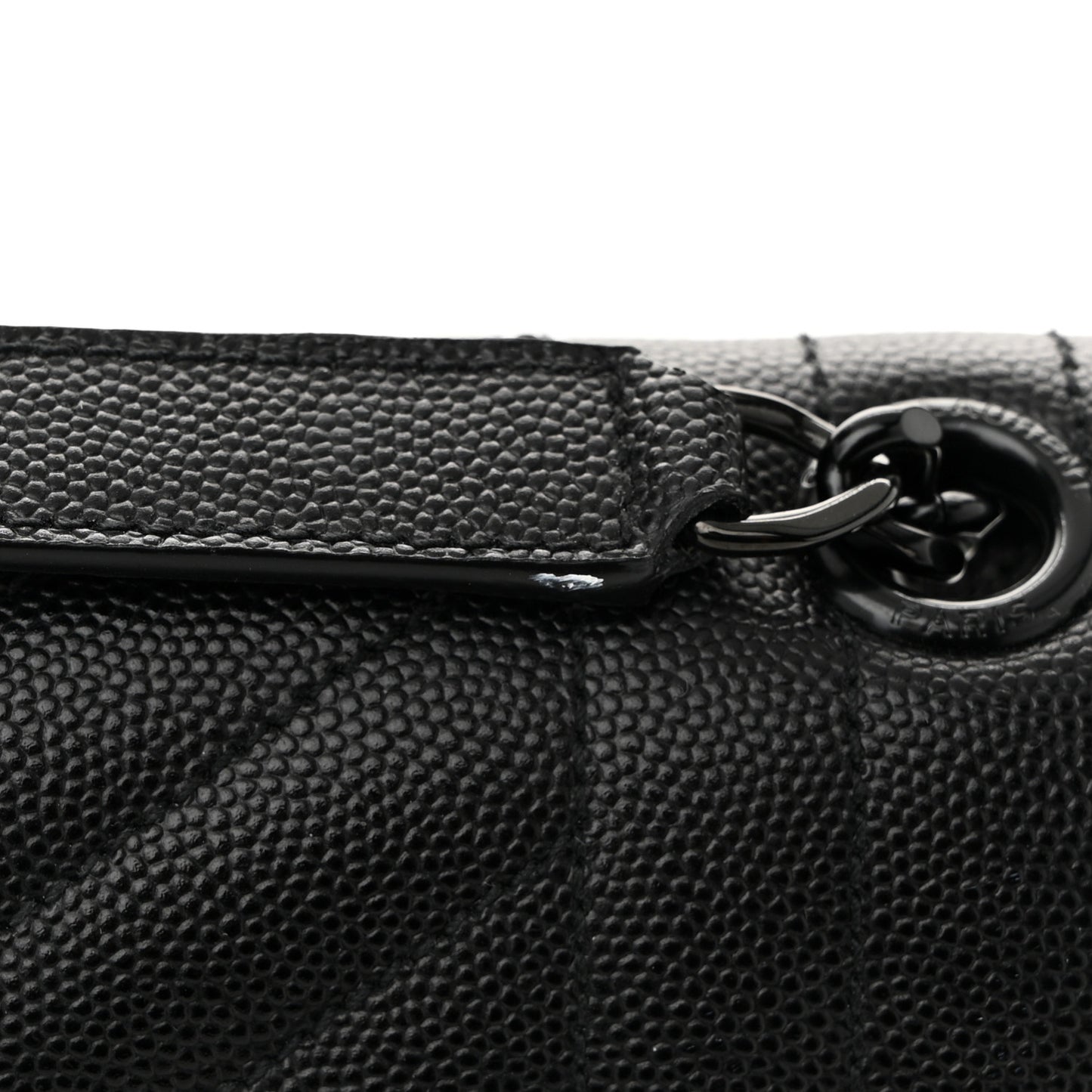 Grain De Poudre Textured Mixed Matelasse Triquilt Medium Monogram Monochrome Satchel Black