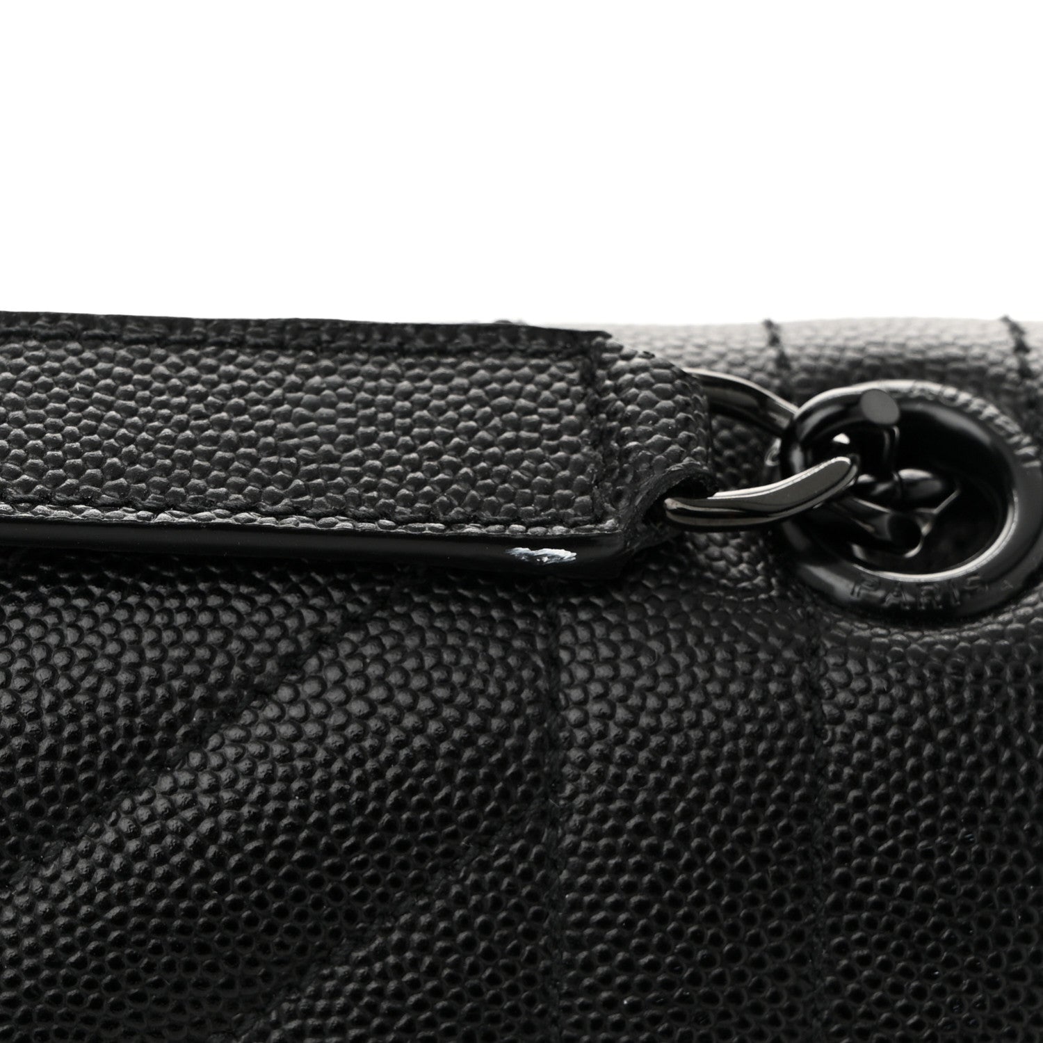 Saint Laurent Grain De Poudre Textured Mixed Matelasse Triquilt Medium Monogram Monochrome Satchel Black 11 of 12