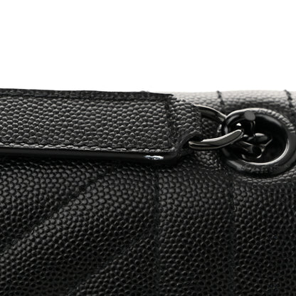 Saint Laurent Grain De Poudre Textured Mixed Matelasse Triquilt Medium Monogram Monochrome Satchel Black 11 of 12