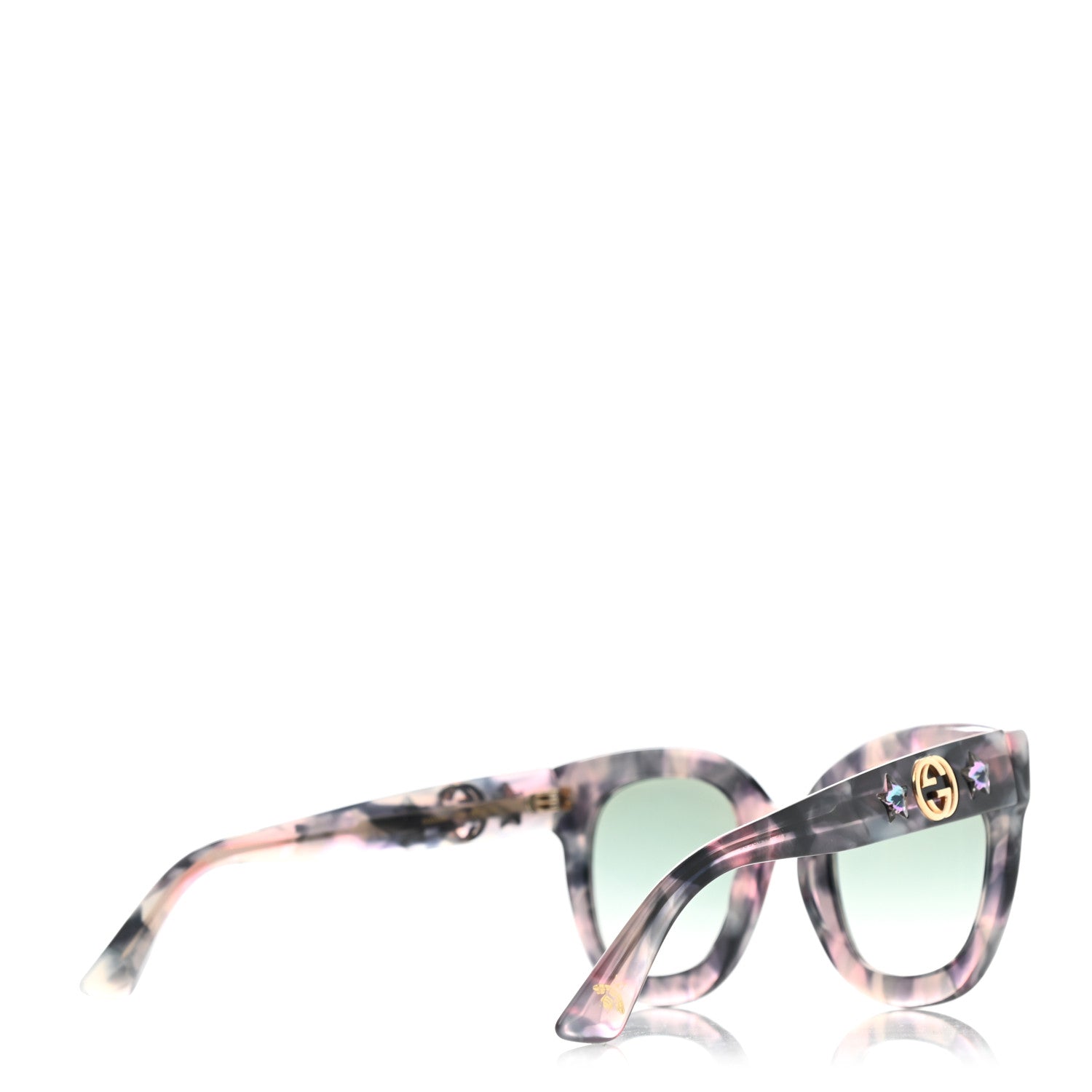 Gucci Acetate Round Frame Star Sunglasses GG0208S Grey Pink 4 of 7