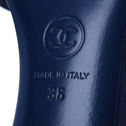 Chanel Satin Pearl Sandals 36 Dark Blue 8 of 11