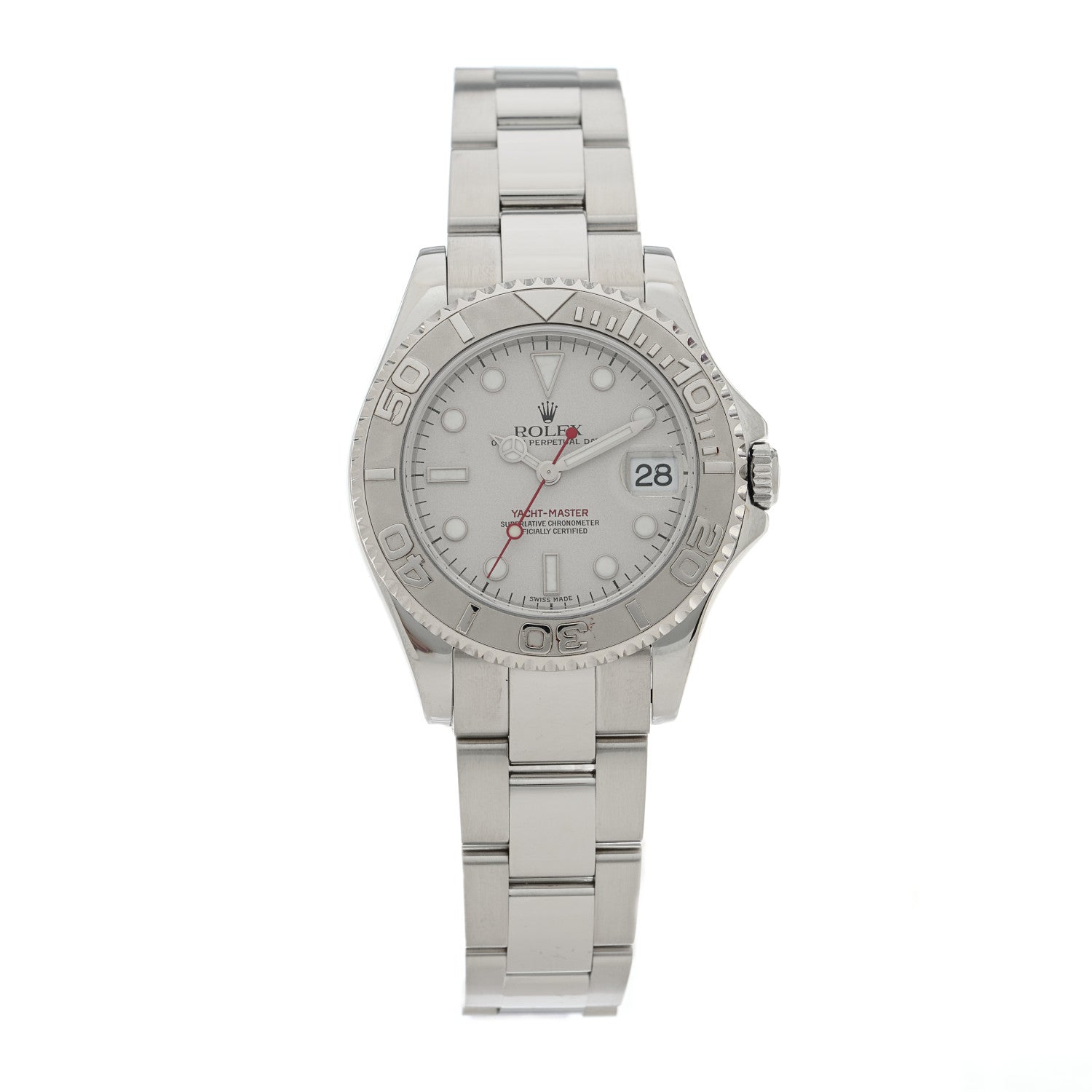 Rolex Stainless Steel Platinum 35mm Yacht-Master Watch Silver 168622 1 of 4