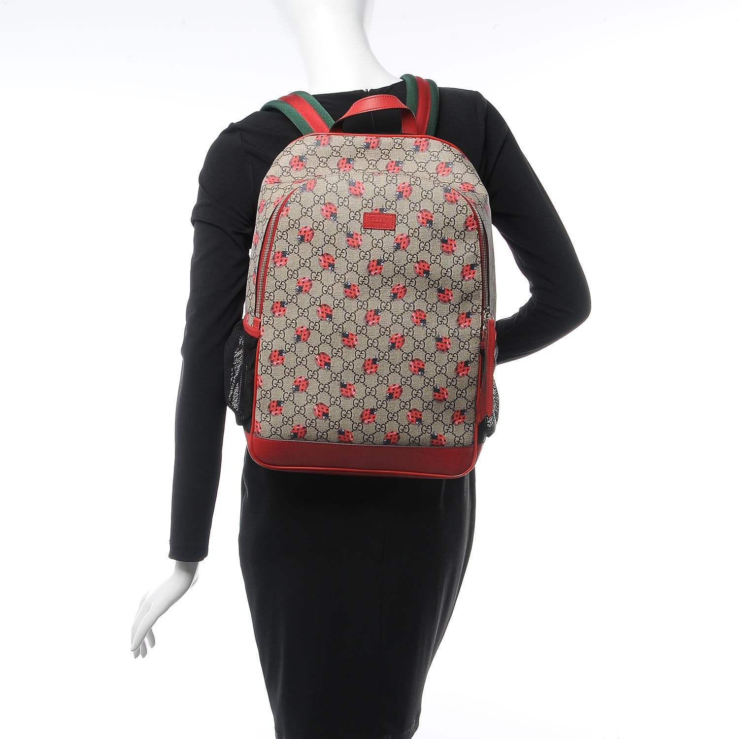 Gucci GG Supreme Monogram Ladybug Backpack Diaper Bag Red 2 of 9
