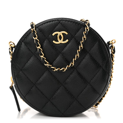 Chanel Caviar Quilted Round Coco Clutch With Chain Black 1 of 11