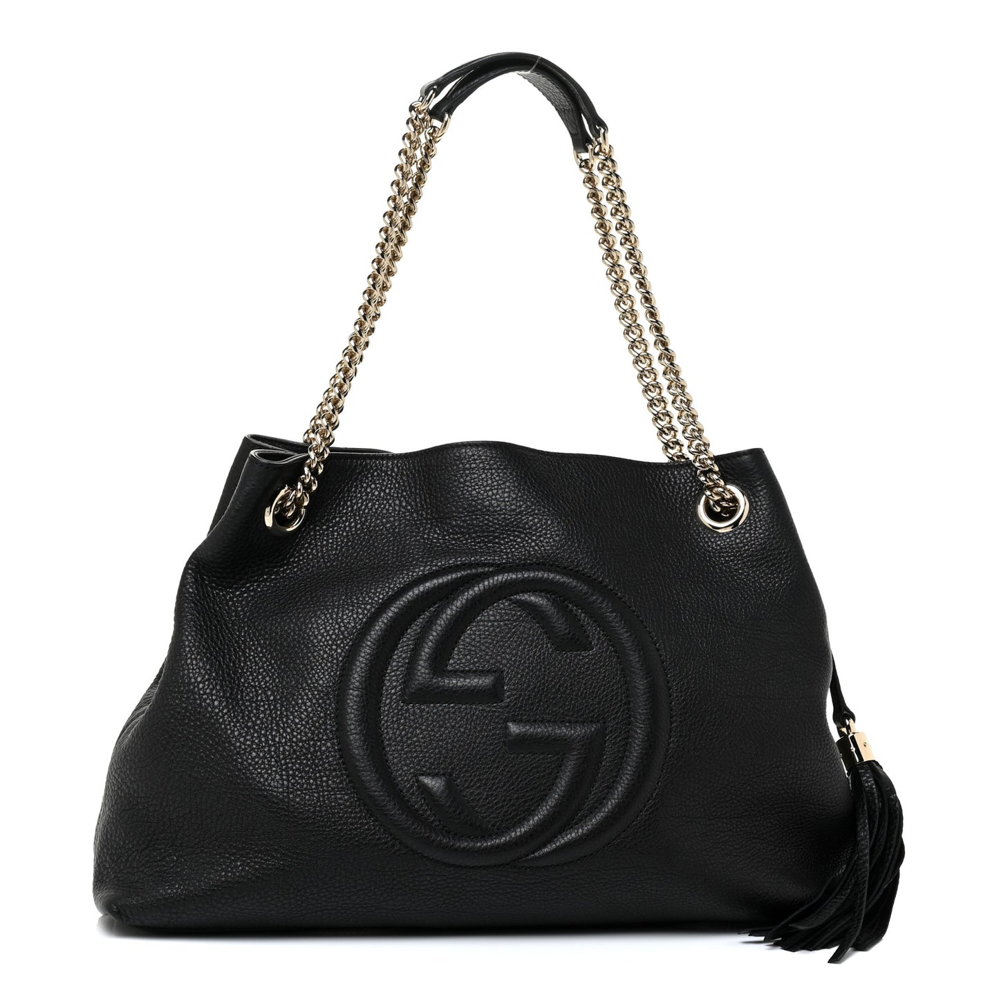 Pebbled Calfskin Medium Soho Chain Shoulder Bag Black