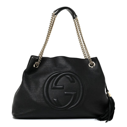 Gucci Pebbled Calfskin Medium Soho Chain Shoulder Bag Black 1 of 14